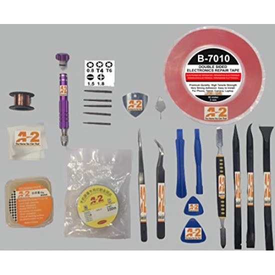 22 in 1 Professional Repair Toolkit Screwdriver Set for Various Smartphones Tablets incl 2mm Adhesive Tape, Solder Paste, Separator Wire